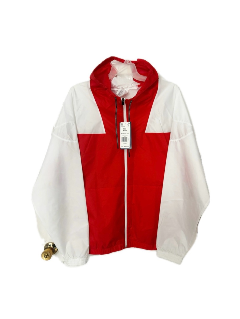 Mens Reebok Windbreaker Jacket, Red & White, Size 2XL, NEW